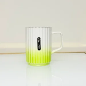 Ceramic Mug with Ombre Gradient - Ribbed Coffee & Tea Mug (Green, Blue, Red, Brown)