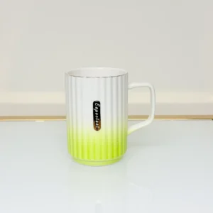 Ceramic Mug with Ombre Gradient - Ribbed Coffee & Tea Mug (Green, Blue, Red, Brown)
