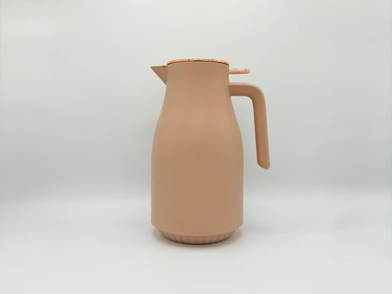 Insulated Thermal Carafe - 68 oz (2L) with Easy-Press Lid and Ergonomic Handle (Cream, Brown, Gray)