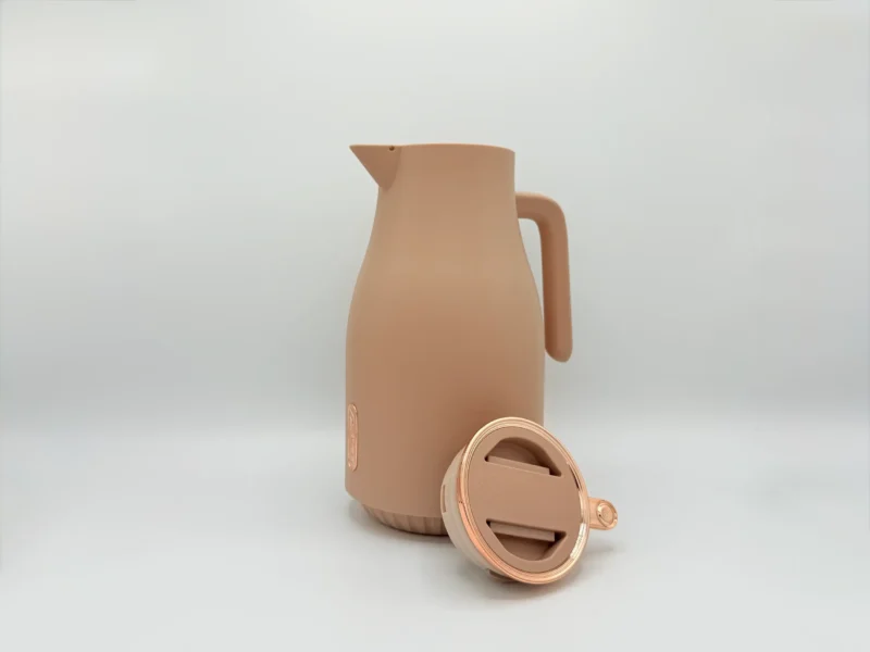 Insulated Thermal Carafe - 68 oz (2L) with Easy-Press Lid and Ergonomic Handle (Cream, Brown, Gray)