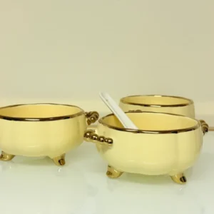 Luxury Ceramic Soup Bowl Set with Stand and Spoons - 15 Piece Serving Set (Black, Cream, Mocha, White)