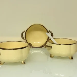 Luxury Ceramic Soup Bowl Set with Stand and Spoons - 15 Piece Serving Set (Black, Cream, Mocha, White)