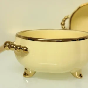 Luxury Ceramic Soup Bowl Set with Stand and Spoons - 15 Piece Serving Set (Black, Cream, Mocha, White)