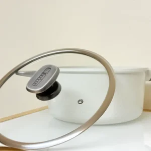 Nonstick Cooking Pot with Glass Lid - 9.5in & 11in (Black or White)