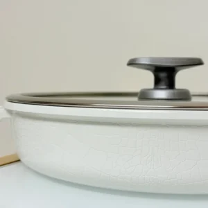 Nonstick Frying Pan with Glass Lid - 9.5in & 11in (Black or White)