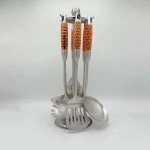 rose-gold-7-piece-stainless-steel-cooking-utensil-set-with-stand 7-Piece Stainless Steel Cooking Utensil Set with Stand