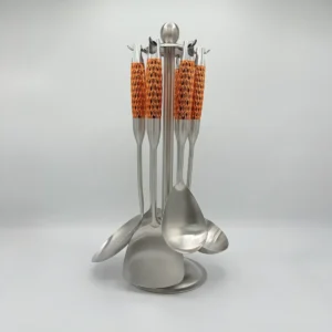 rose-gold-7-piece-stainless-steel-cooking-utensil-set-with-stand-side 7-Piece Stainless Steel Cooking Utensil Set with Stand