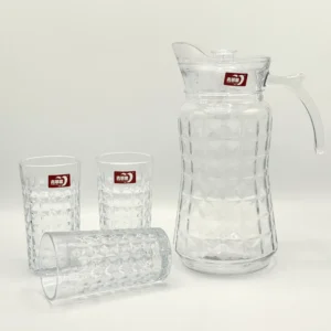 1-7l-glass-pitcher-set-with-6-cups-clear Glass Pitcher Set with Glasses - 57.5oz Pitcher + Six 9.4oz Glasses - Amber or Clear