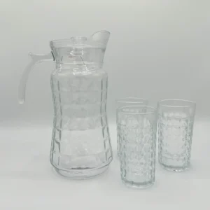 Glass Pitcher Set with Glasses - 57.5oz Pitcher + Six 9.4oz Glasses - Amber or Clear