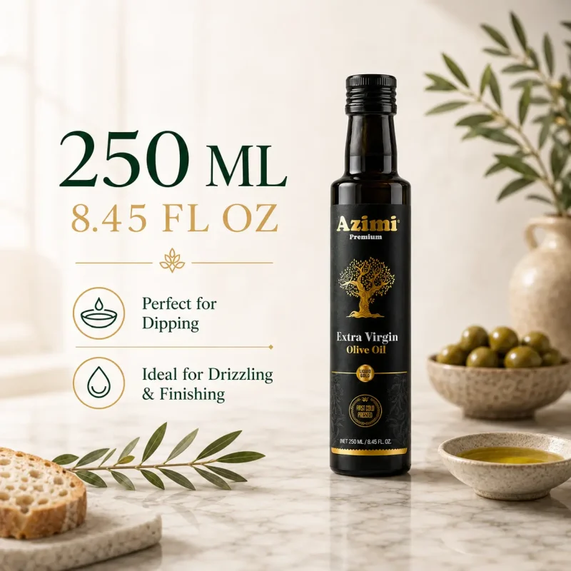 azimi-premium-250ml-extra-virgin-olive-oil-uses Azimi Premium 250ml extra virgin olive oil with dipping and drizzling uses