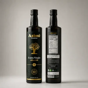 azimi-premium-500ml-extra-virgin-olive-oil-front-back-packaging Front and back packaging of Azimi Premium 500ml extra virgin olive oil