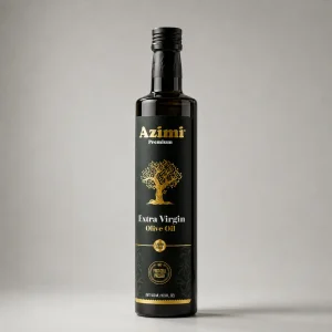 azimi-premium-500ml-extra-virgin-olive-oil-studio-bottle Azimi Premium 500ml extra virgin olive oil bottle in a studio setting