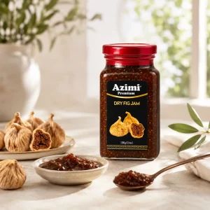azimi-premium-dry-fig-jam-breakfast-serving Azimi Premium dry fig jam with figs and a breakfast serving spoon