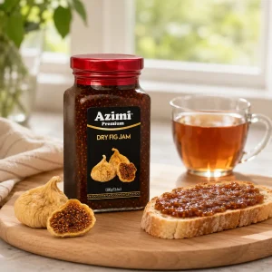 azimi-premium-dry-fig-jam-tea-toast Azimi Premium dry fig jam served with tea and toast