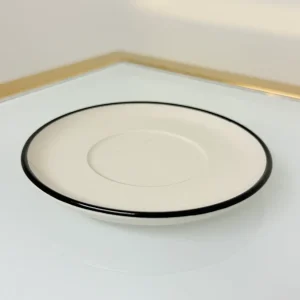 Set of 2 Ceramic Coffee Cups With Saucers Modern Designs 7 fl oz