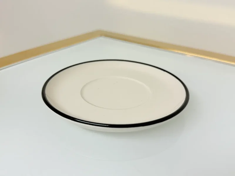 Set of 2 Ceramic Coffee Cups With Saucers Modern Designs 7 fl oz