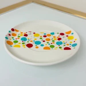 Set of 2 Ceramic Coffee Cups With Saucers Modern Designs 7 fl oz