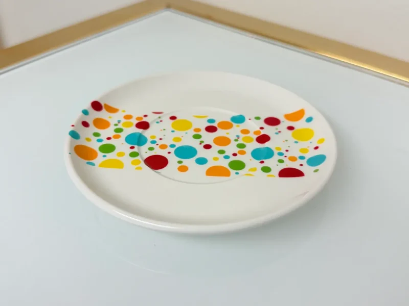 Set of 2 Ceramic Coffee Cups With Saucers Modern Designs 7 fl oz