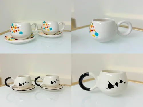 ceramic coffee cups with saucers