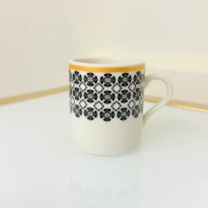 Set of 2 Patterned Espresso Cups With Saucers 3 fl oz