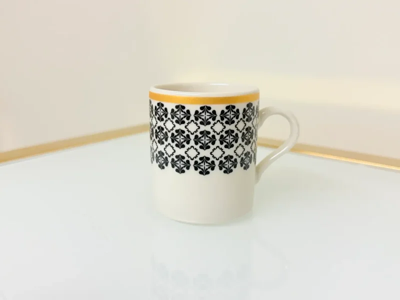 Set of 2 Patterned Espresso Cups With Saucers 3 fl oz