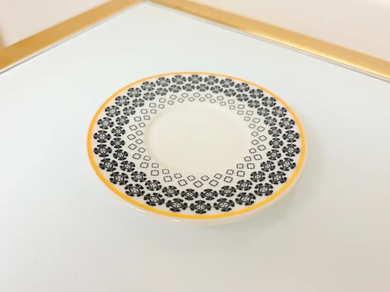 Set of 2 Patterned Espresso Cups With Saucers 3 fl oz