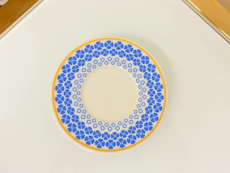 Set of 2 Patterned Espresso Cups With Saucers 3 fl oz