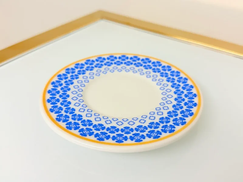 Set of 2 Patterned Espresso Cups With Saucers 3 fl oz