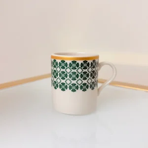 Set of 2 Patterned Espresso Cups With Saucers 3 fl oz