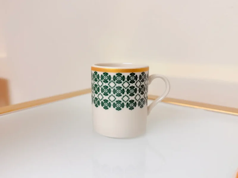 Set of 2 Patterned Espresso Cups With Saucers 3 fl oz