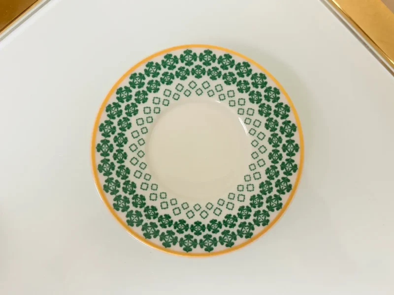 Set of 2 Patterned Espresso Cups With Saucers 3 fl oz