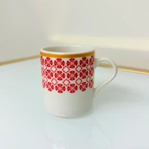 Set of 2 Patterned Espresso Cups With Saucers 3 fl oz