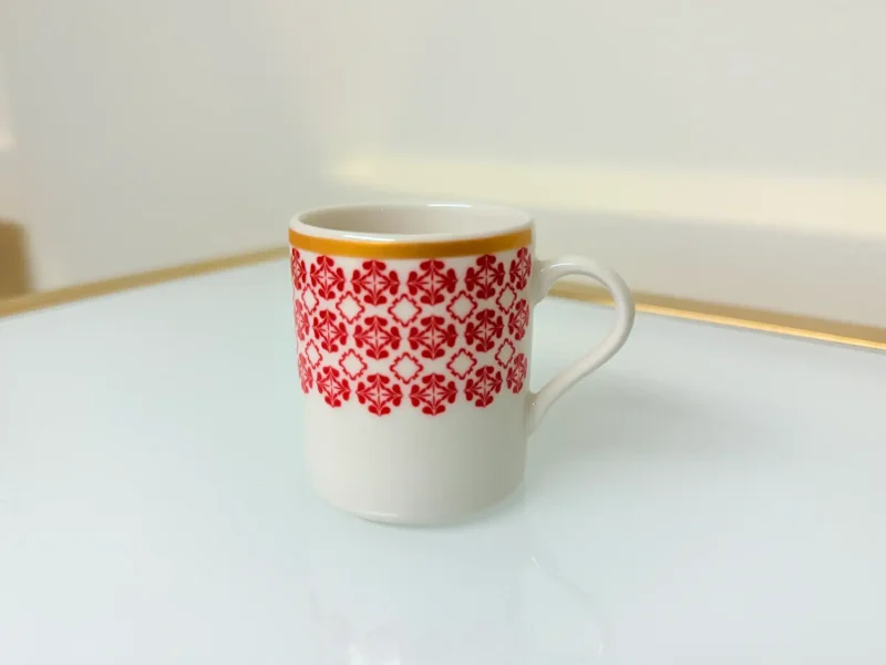 Set of 2 Patterned Espresso Cups With Saucers 3 fl oz