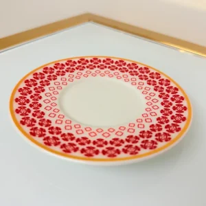 Set of 2 Patterned Espresso Cups With Saucers 3 fl oz