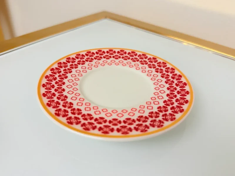 Set of 2 Patterned Espresso Cups With Saucers 3 fl oz