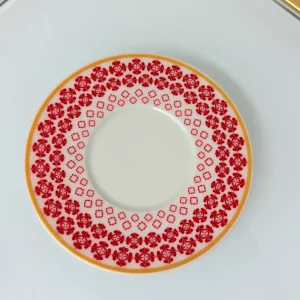 Set of 2 Patterned Espresso Cups With Saucers 3 fl oz