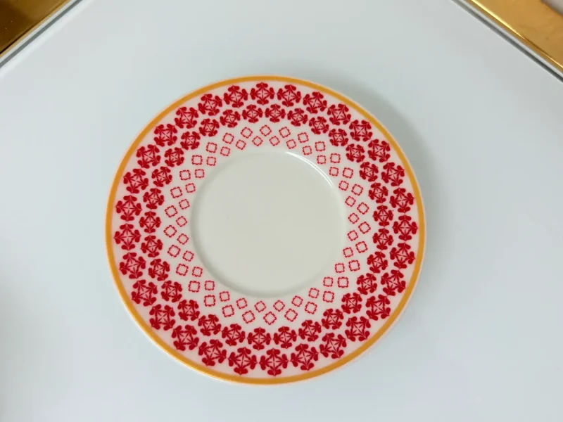 Set of 2 Patterned Espresso Cups With Saucers 3 fl oz