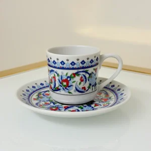 Set of 6 Turkish Coffee Cups Ornate Floral Design 3 fl oz