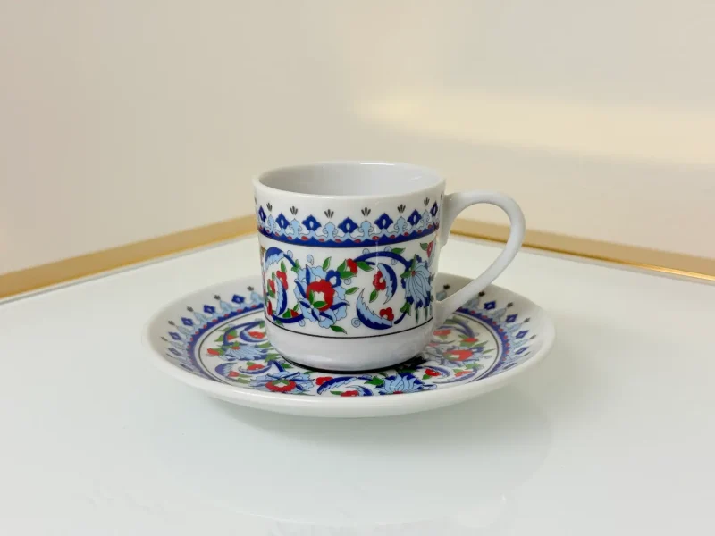 Set of 6 Turkish Coffee Cups Ornate Floral Design 3 fl oz