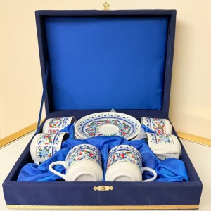 Set of 6 Turkish Coffee Cups Ornate Floral Design 3 fl oz