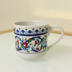 Set of 6 Turkish Coffee Cups Ornate Floral Design 3 fl oz