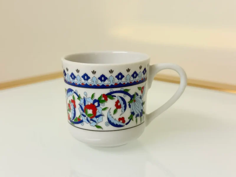 Set of 6 Turkish Coffee Cups Ornate Floral Design 3 fl oz