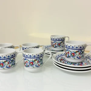 Set of 6 Turkish Coffee Cups Ornate Floral Design 3 fl oz
