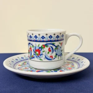 Set of 6 Turkish Coffee Cups Ornate Floral Design 3 fl oz