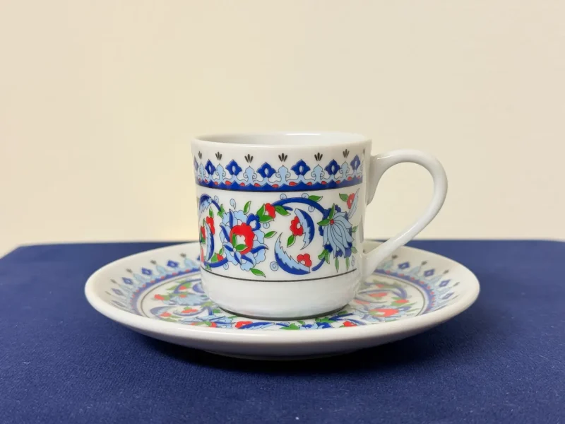 Set of 6 Turkish Coffee Cups Ornate Floral Design 3 fl oz