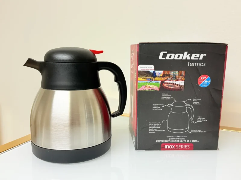 stainless-steel-vacuum-insulated-thermal-carafe-handle-33floz-box-side Stainless Steel Vacuum Insulated Thermal Carafe With Handle 33 fl oz