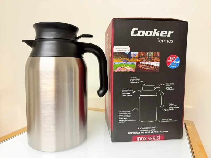 Stainless Steel Vacuum Insulated Thermal Carafe With Handle 67 fl oz