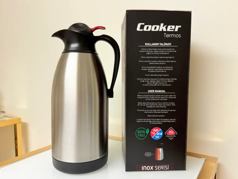 Stainless Steel Vacuum Insulated Thermal Carafe With Handle 84 fl oz