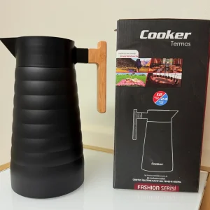 Stainless Steel Vacuum Insulated Thermal Carafe With Wooden Handle 67 fl oz