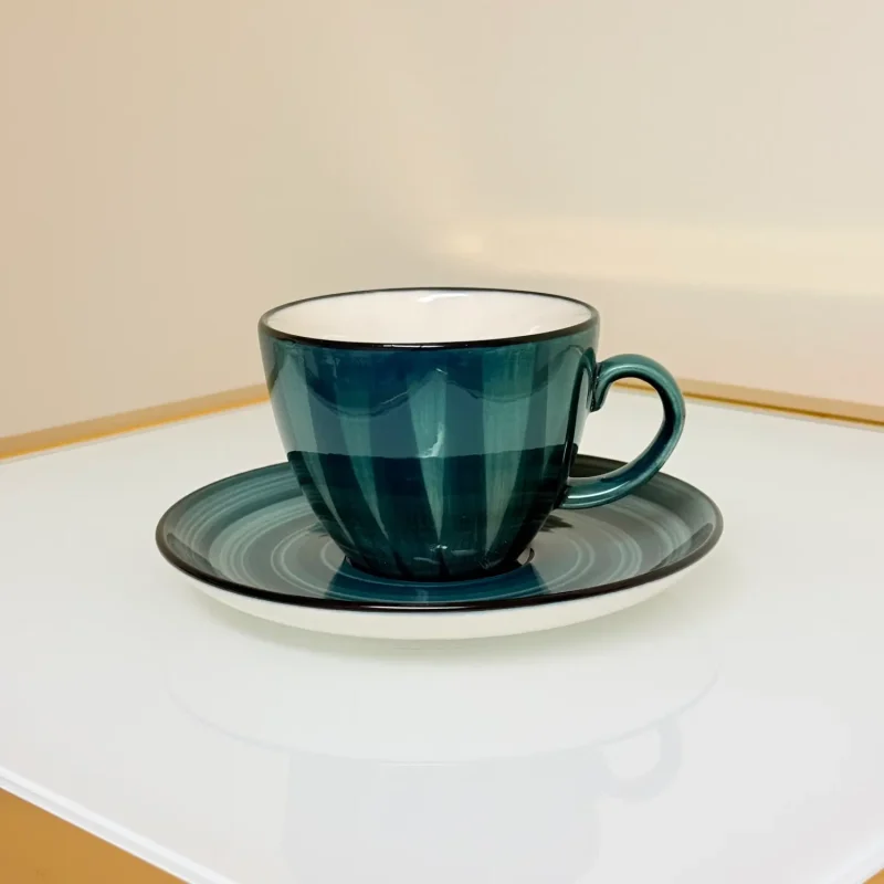 IMG_2834 Set of 6 Ceramic Coffee and Tea Cups With Saucers 6 fl oz